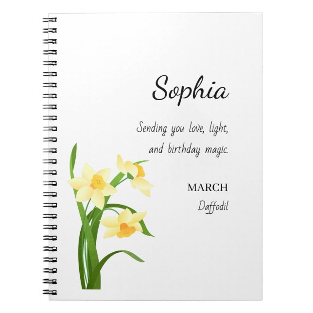 Carnet March Daffodil Personalized Birthday (Devant)