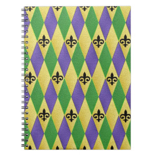 Carnet Mardi Gras Arlequin Fleur De Lis