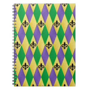 Carnet Mardi Gras Harlequin Fleur De Lis