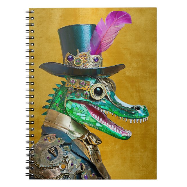 Carnet Mardi Gras Steampunk Party Animal Alligator (Devant)