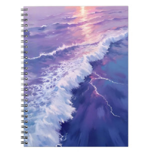 Carnet Marée Violette   Peinture Aquarelle Vagues Océaniq