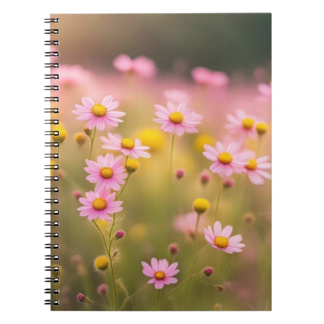 Carnet Marguerite rose fleur sauvage (Devant)