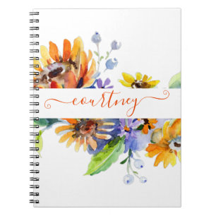 Carnet Marguerites aquarelle personnalisées