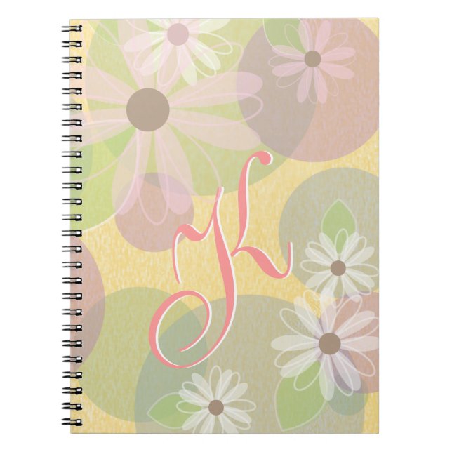 Carnet Marguerites blanches et roses et monogramme de (Devant)