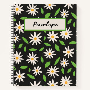 Carnet Marguerites blanches rétro sur bloc-notes personna