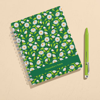 Carnet Marguerites de printemps vertes et blanches et vig