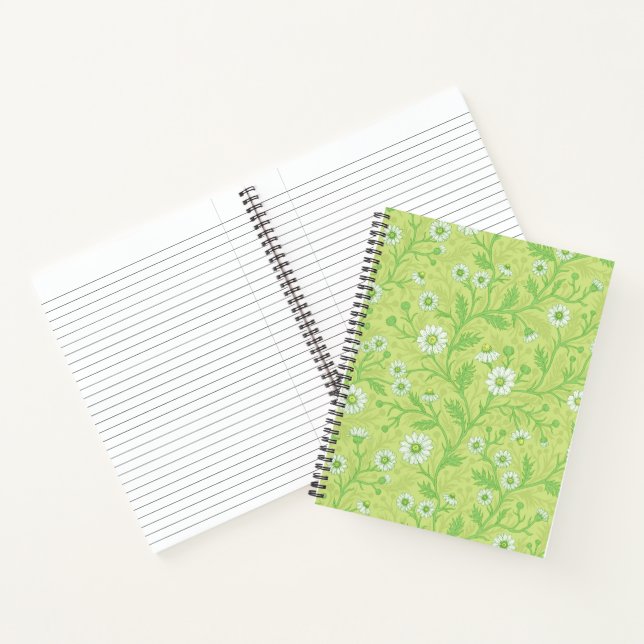 Carnet Marguerites en blanc et vert sur fond vert miel (Intérieur)