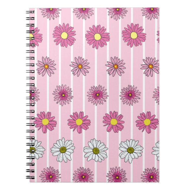 Carnet Marguerites rose et blanc Fleur sauvage Whimsy (Devant)