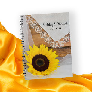 Carnet Mariage campagnard rustique de tournesol et dentel