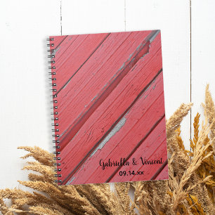 Carnet Mariage campagnard rustique en bois de grange roug