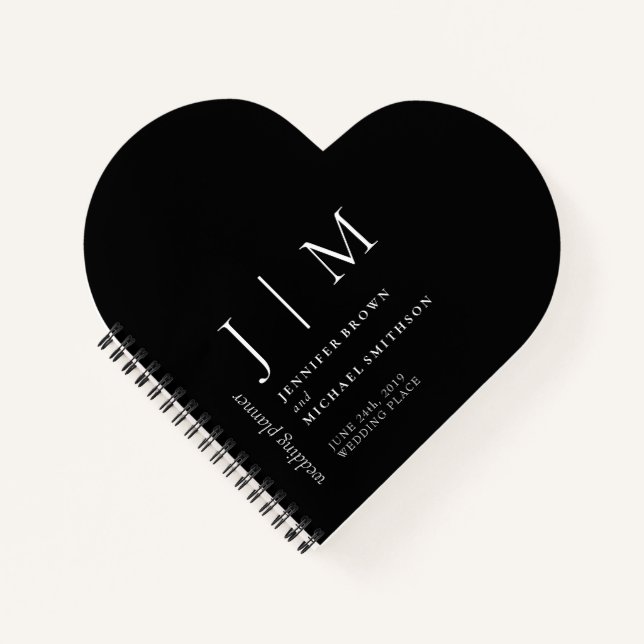 Carnet Mariage d'amour simple formel noir et blanc (Devant)
