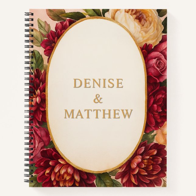 Carnet Mariage d'aquarelle florale de Bourgogne (Devant)