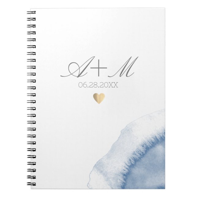 Carnet Mariage de détails de couleur d'eau bleue (Devant)