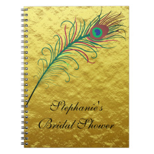 Carnet Mariage de Fête des mariées Peacock Feather Gold F