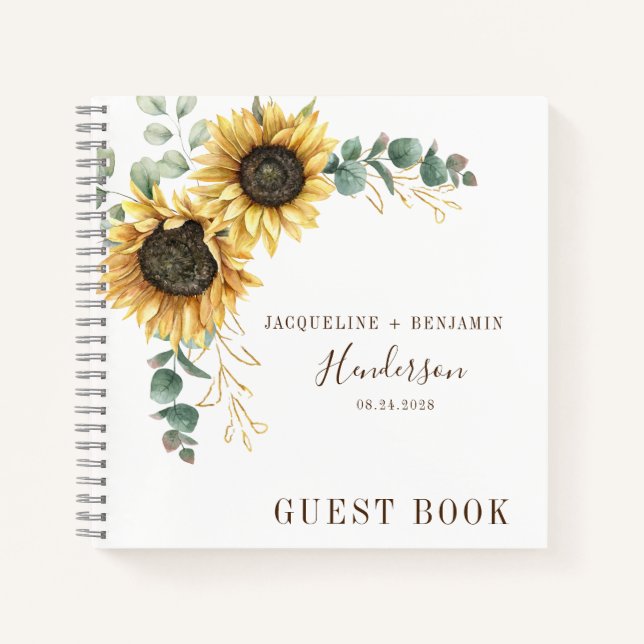 Carnet Mariage de feuillage de tournesol Floral Eucalyptu (Devant)