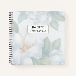 Carnet Mariage de fleurs de bois blanc argenté