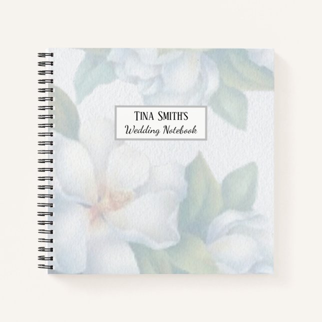 Carnet Mariage de fleurs de bois blanc argenté (Devant)