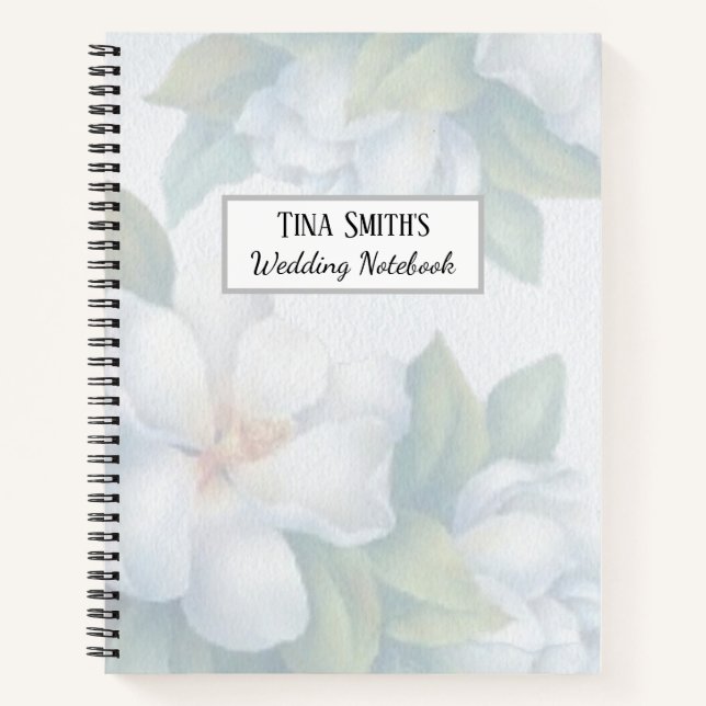 Carnet Mariage de fleurs de bois blanc argenté (Devant)