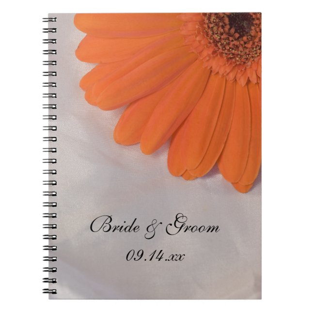 Carnet Mariage de marguerite orange et de satin blanc (Devant)