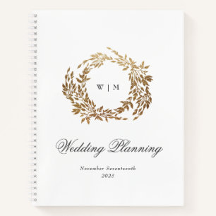 Carnet Mariage de monogramme classique de couronne d'or