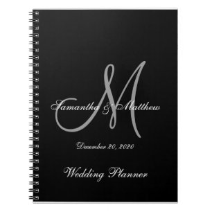 Carnet Mariage de monogramme noir gris