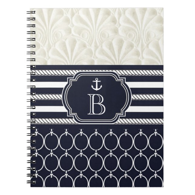 Carnet Mariage de plage élégant bleu marine et blanc (Devant)