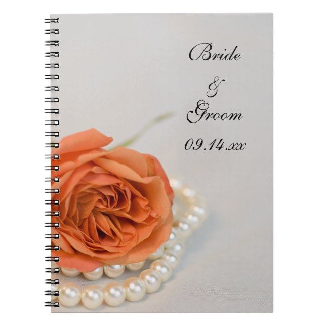 Carnet Mariage de Rose orange et perles blanches (Devant)