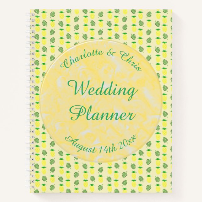 Carnet Mariage d'été tropical Ananas et Palm Feuille (Devant)