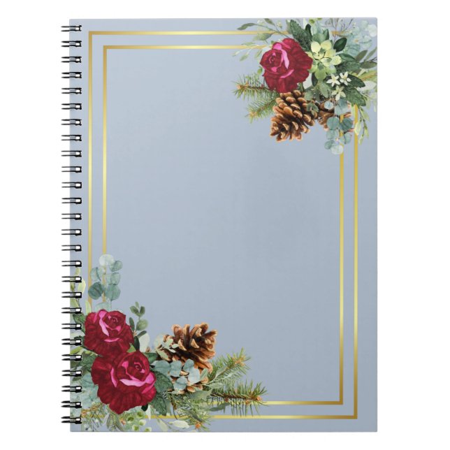 Carnet Mariage d'hiver Eucalyptus Rose de Bourgogne (Devant)
