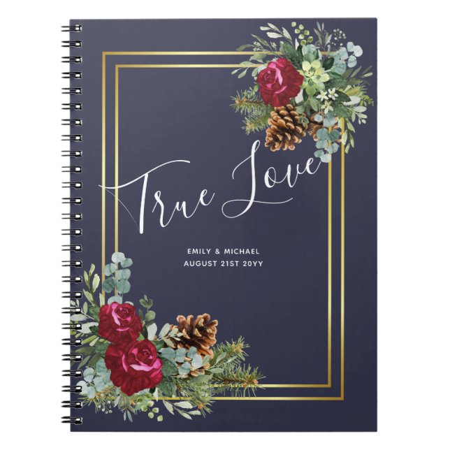 Carnet Mariage d'hiver Eucalyptus Rose de Bourgogne (Devant)
