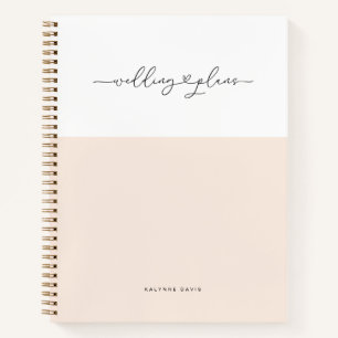 Carnet Mariage Élégant Rose Blanc Écriture avec Enjolivur