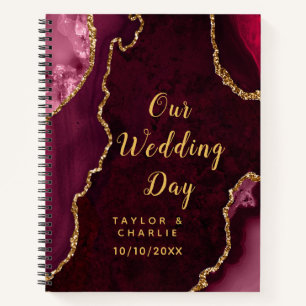 Carnet Mariage en marbre rouge et or
