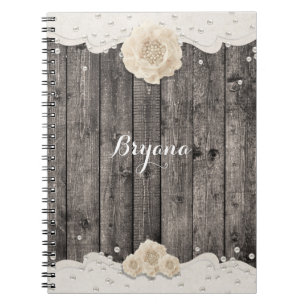 Carnet Mariage Fleur Blanche Romantique & Perles Bois Rus