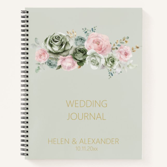 Carnet Mariage Floral Chic Dusty Green Sage (Devant)
