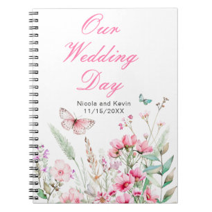 Carnet Mariage floral papillon rose de printemps