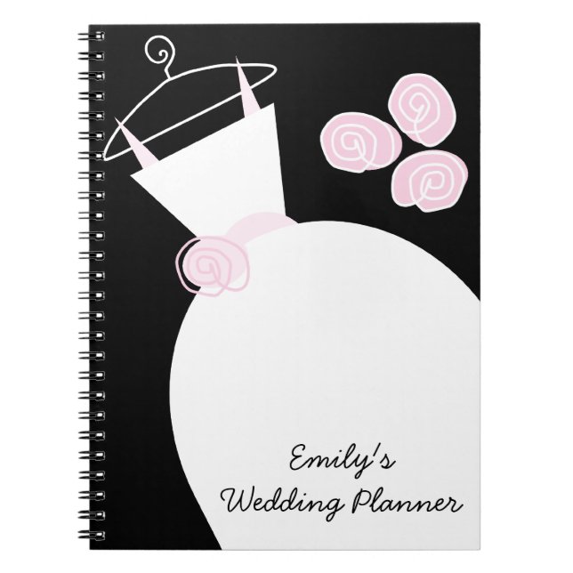 Carnet Mariage Gown rose "Wedding planner" noir (Devant)