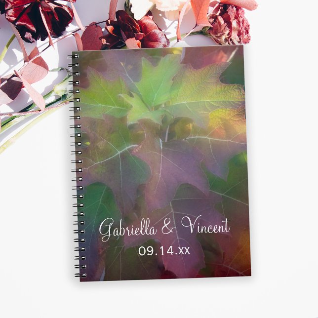 Carnet Mariage Hydrangea Leaf Chêne Automne (Create a personalized guest book or advice book for your Fall wedding or bridal shower.)