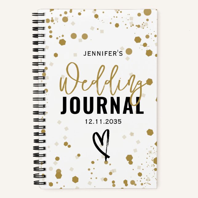 Carnet Mariage Moderne BUJO Confettis Dorés (Recto)
