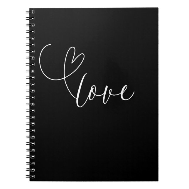 Carnet Mariage Noir Blanc Cœur Moderne Shower de Mariée  (Devant)