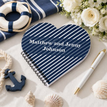 Mariage personnalisé bleu marine et blanc rayé