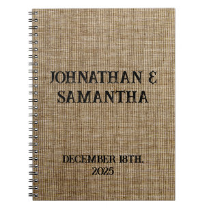 Carnet Mariage personnalisé rustique burlap motif nature