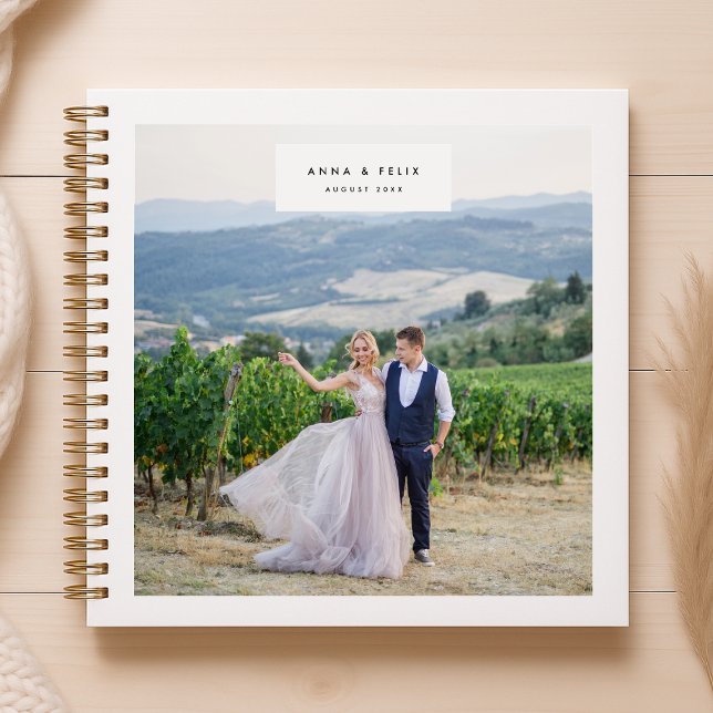 Carnet Mariage Photo Minimal Élégant Simple Blanc Invité (Créateur téléchargé)