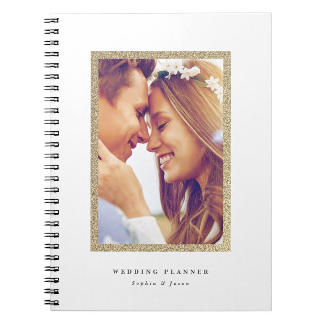 Carnet Mariage photo simple Parties scintillant or (Devant)
