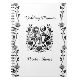 Carnet Mariage squelette floral rose noir et blanc  