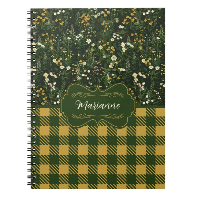 Carnet Marianne Dark Daisy Plaid Floral (Devant)