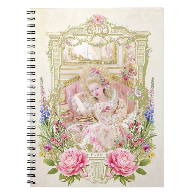 Carnet Marie Antoinette,French,Paris,portrait,roses メモ帳 (Devant)