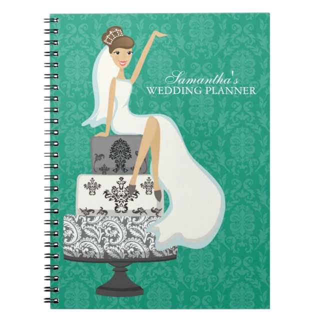 Carnet Mariée Brown sur le gâteau Mariage {emerald} (Devant)