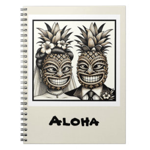Carnet Mariée et marié Tête de Tiki d'ananas Aloha Mariag