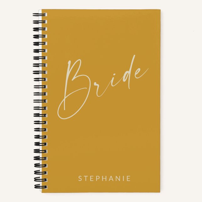 Carnet Mariée moderne moutarde Wedding planner personnali (Recto)