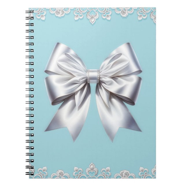 Carnet Mariée Turquoise Robin's Egg Blue Big White Bow (Devant)